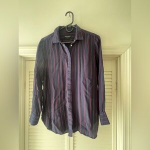 Banana Republic Women’s Navy and Red Striped Shirt